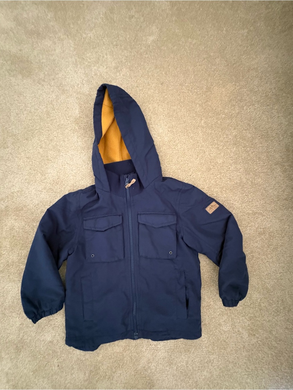 Carter's Navy Hooded Raincoat with Yellow Lining